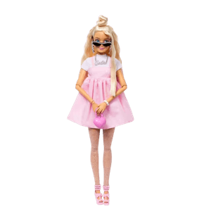 Boneca Barbie Fashionista Boneca Deluxe Vestido Rosa com Laço