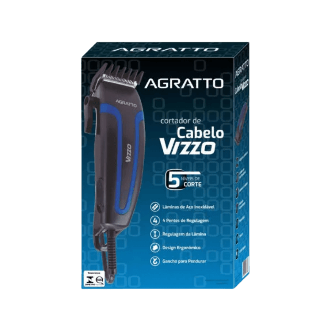 Maquina de cortar cabelo vizzo cr-01 preto 10w com 5 níveis de corte e ...
