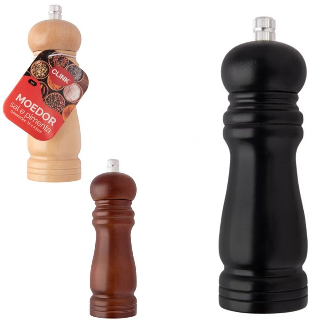 Moedor P/ Sal Ou Pimenta Clink 15Cm Madeira Sortido